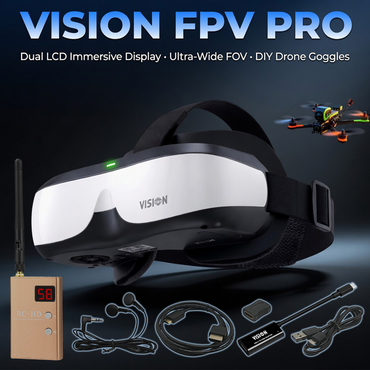 FPV 고글, 헤드 마운트 디스플레이, 아날로그 비디오 - Skyzone Sky04O Pro Fpv Goggles 리뷰 및 가격